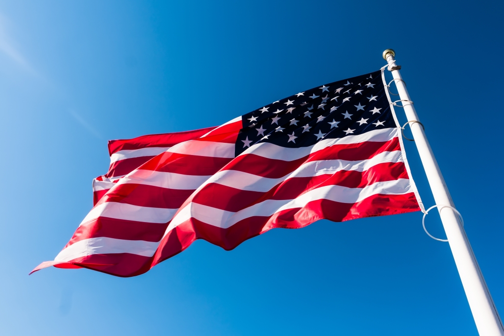 american flag in the sky